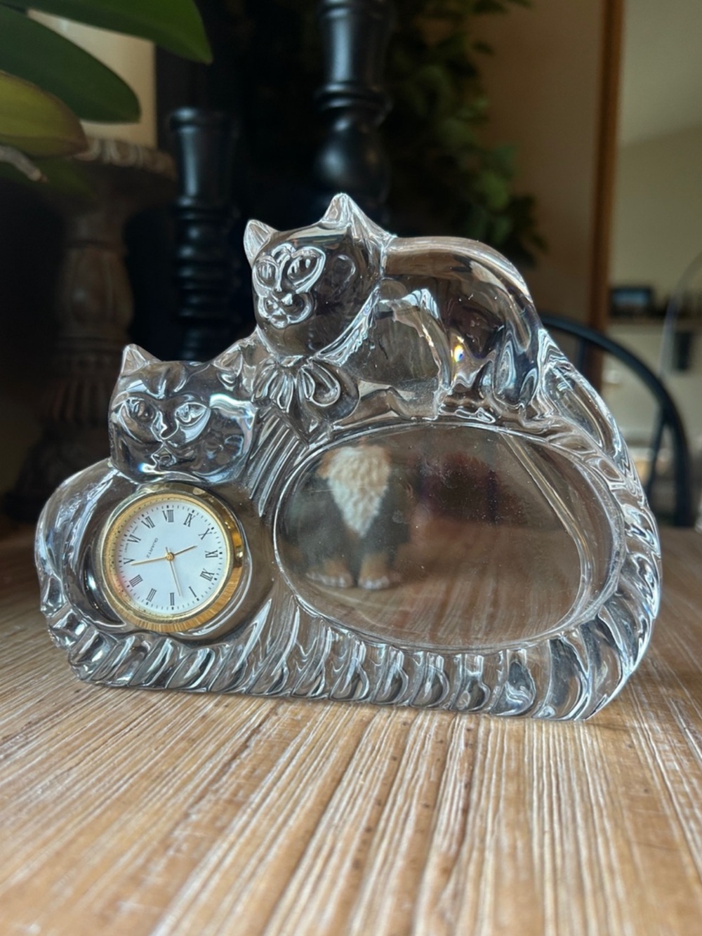 Royal Limited Vintage Crystal Cat Picture Frame & Clock